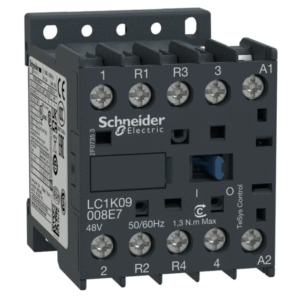 CONTACTOR SCHNEIDER  ELECTRIC  LC1K09008E7 DE 4 POLOS, 2NA+2NC BOBINA 48 VAC.4KW