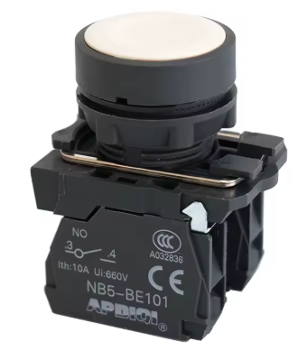 PULSADOR MOMENTANEO, 1NO, 22MM, COLOR BLANCO