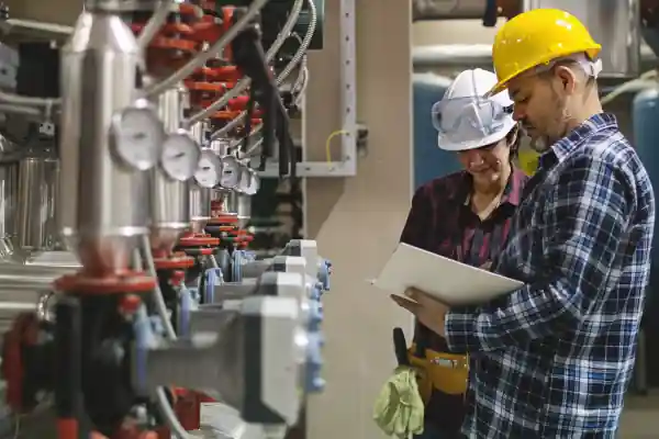 analizando los datos en una tableta para planificar futuras intervenciones de mantenimiento correctivo en la planta.